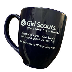 Girl Scouts Coffee Mug All About Girls 2002-2003 Blue Ceramic San Diego Council